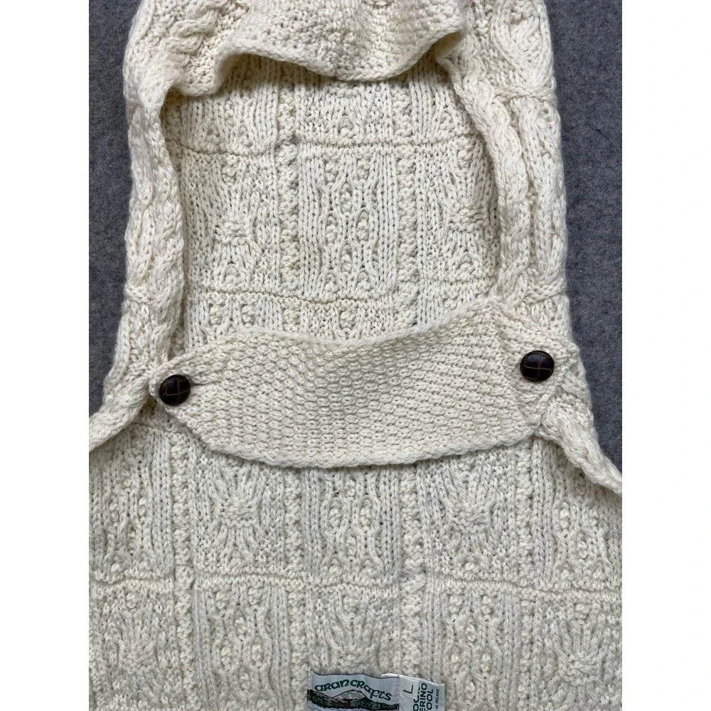 Aran Crafts Ireland Dog Sweater Coat 100% Merino Wool Cable Knit Natural Ivory L